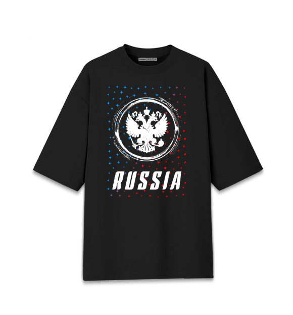 Мужская Хлопковая футболка оверсайз Россия Sport - Герб