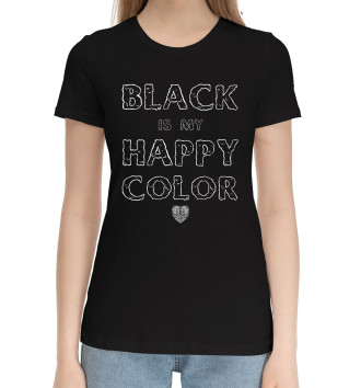 Женская Хлопковая футболка Black is my happy color