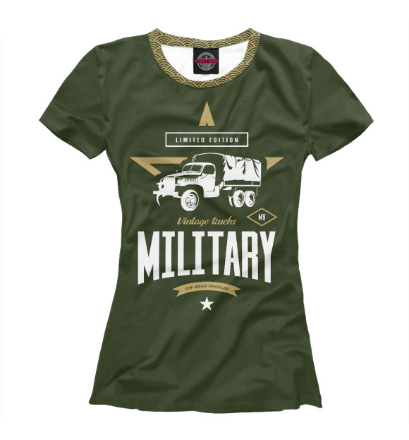 Женская Футболка Военный грузовик