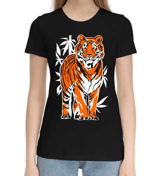 Хлопковая футболка Тигр в джунглях.