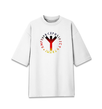 Хлопковая футболка оверсайз Альгиз в центре рун