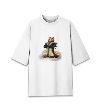 Хлопковая футболка оверсайз Красная панда самурай
