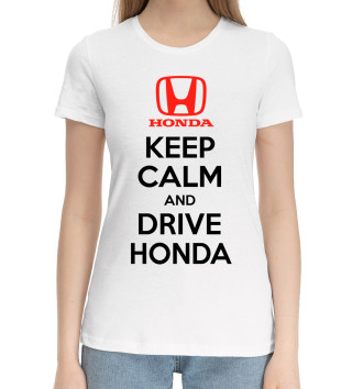 Женская Хлопковая футболка Будь спок и води Honda