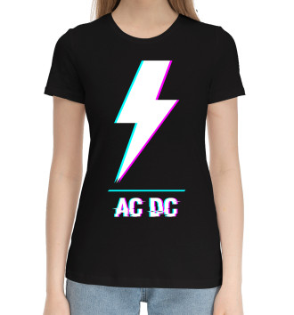 Женская Хлопковая футболка AC DC Glitch Rock