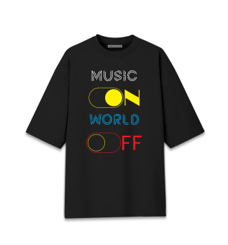 Хлопковая футболка оверсайз Music