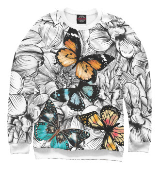 Мужской Свитшот Цветные бабочки