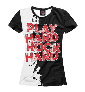 Футболка для девочек Play hard rock hard