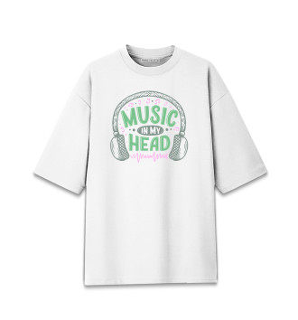 Хлопковая футболка оверсайз Music in my head