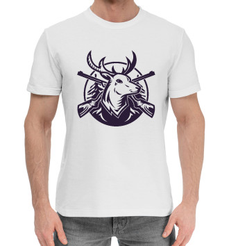 Хлопковая футболка Голова оленя с ружьями