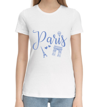 Женская Хлопковая футболка Love Paris
