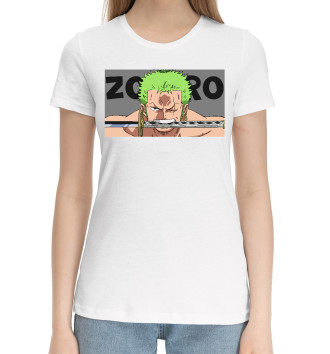 Женская Хлопковая футболка Мечник Ророноа