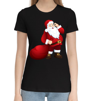 Женская Хлопковая футболка Дед Мороз