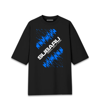 Женская Хлопковая футболка оверсайз Subaru Racing - Глитч