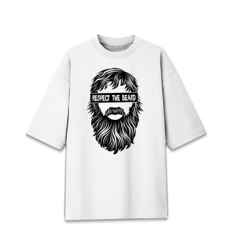 Мужская Хлопковая футболка оверсайз Уважай Бороду