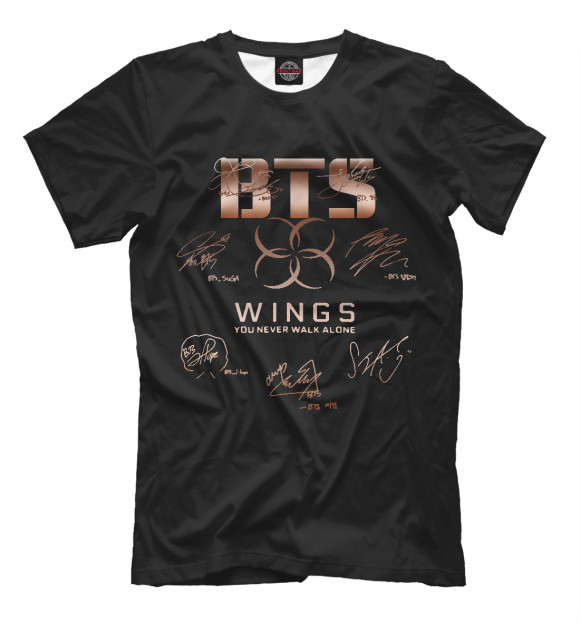 Футболка BTS Wings автографы для мальчиков 