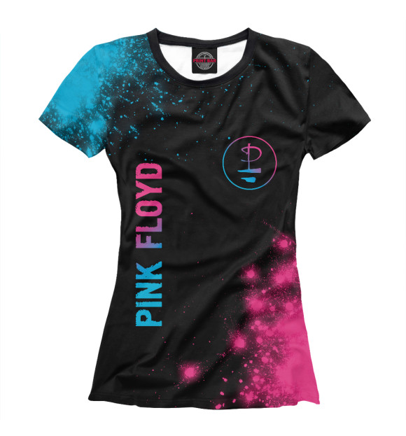 Футболка Pink Floyd Neon Gradient (темный фон) для девочек 