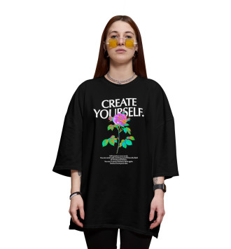 Хлопковая футболка оверсайз Create yourself