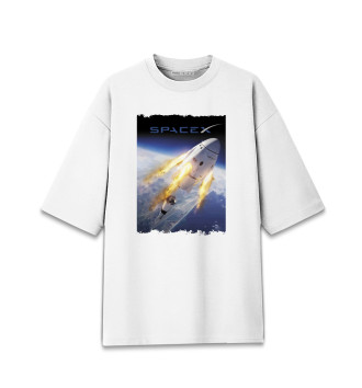 Хлопковая футболка оверсайз Space X, выход в космос