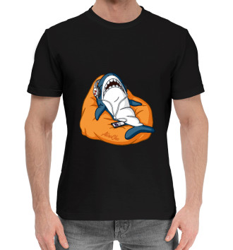 Мужская Хлопковая футболка Акула оранжевая