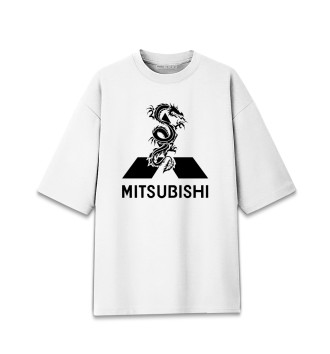Мужская Хлопковая футболка оверсайз Mitsubishi Dragon Logo Jdm