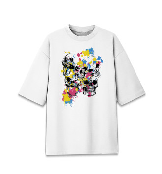Женская Хлопковая футболка оверсайз Color skulls
