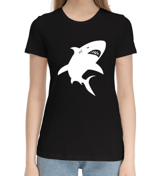 Женская Хлопковая футболка Акула