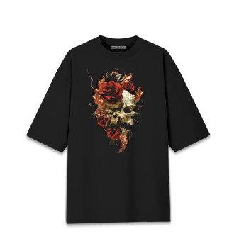 Хлопковая футболка оверсайз Skull & Roses