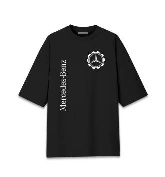 Женская Хлопковая футболка оверсайз Мерседес minimalism