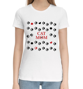 Хлопковая футболка Cat mom