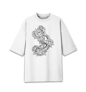 Мужская Хлопковая футболка оверсайз Змеи