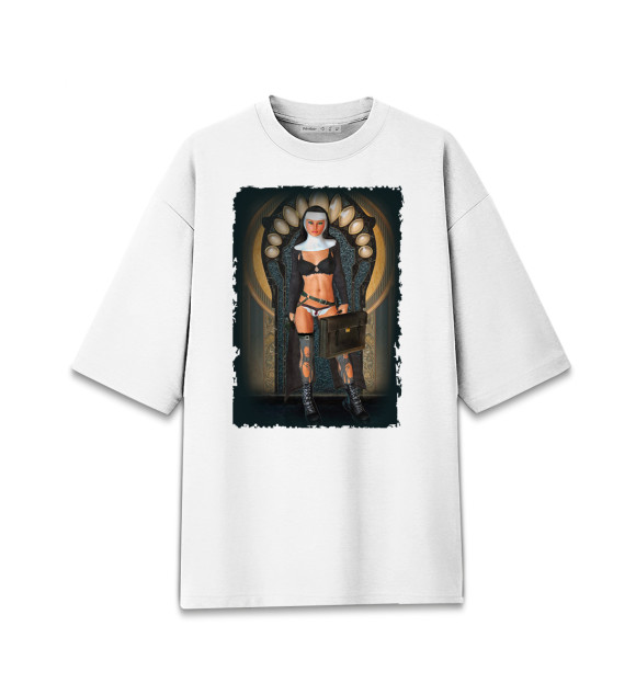 Женская Хлопковая футболка оверсайз Монашка