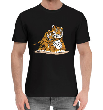 Хлопковая футболка Тигрица с игривым тигрёнком