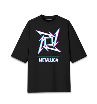 Женская Хлопковая футболка оверсайз Metallica Glitch Rock Logo