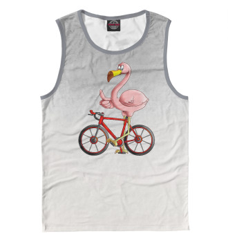 Мужская Майка Flamingo Riding a Bicycle
