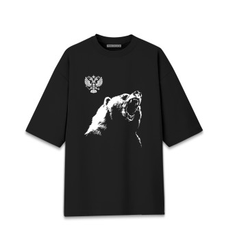 Хлопковая футболка оверсайз Русский медведь и герб